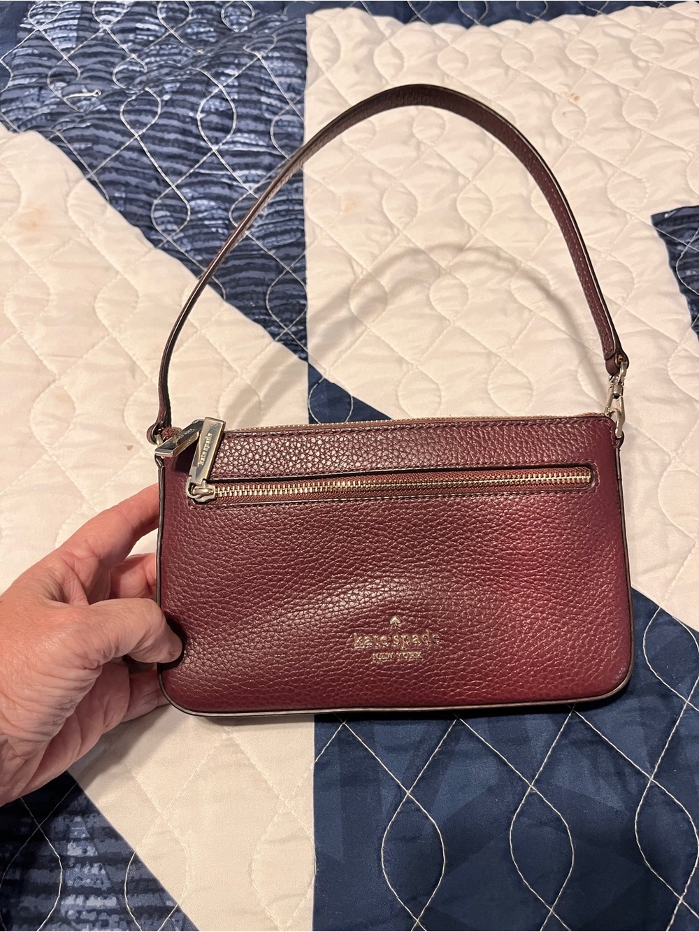 kate spade burgundy pebbled leather mini shoulder bag